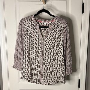 Chic Geometric Women's Blouse - Black and White